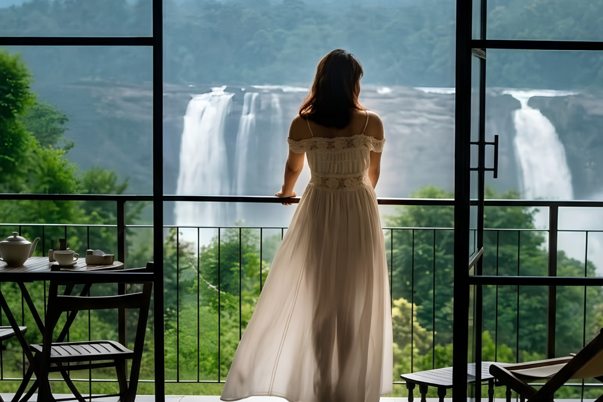 This Kerala resort sits directly across from one of India’s tallest waterfalls.