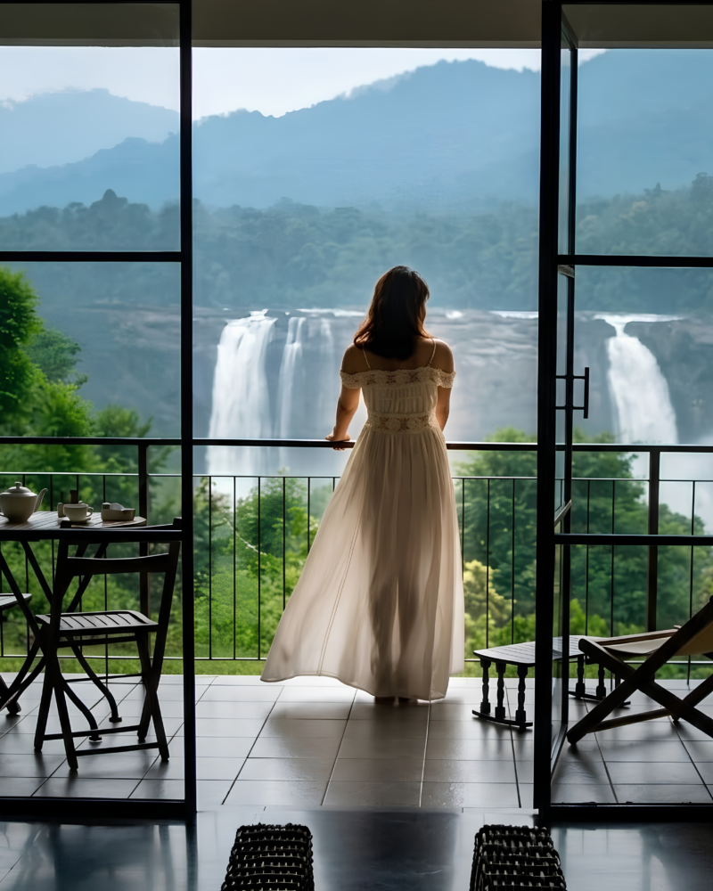 This Kerala resort sits directly across from one of India’s tallest waterfalls.